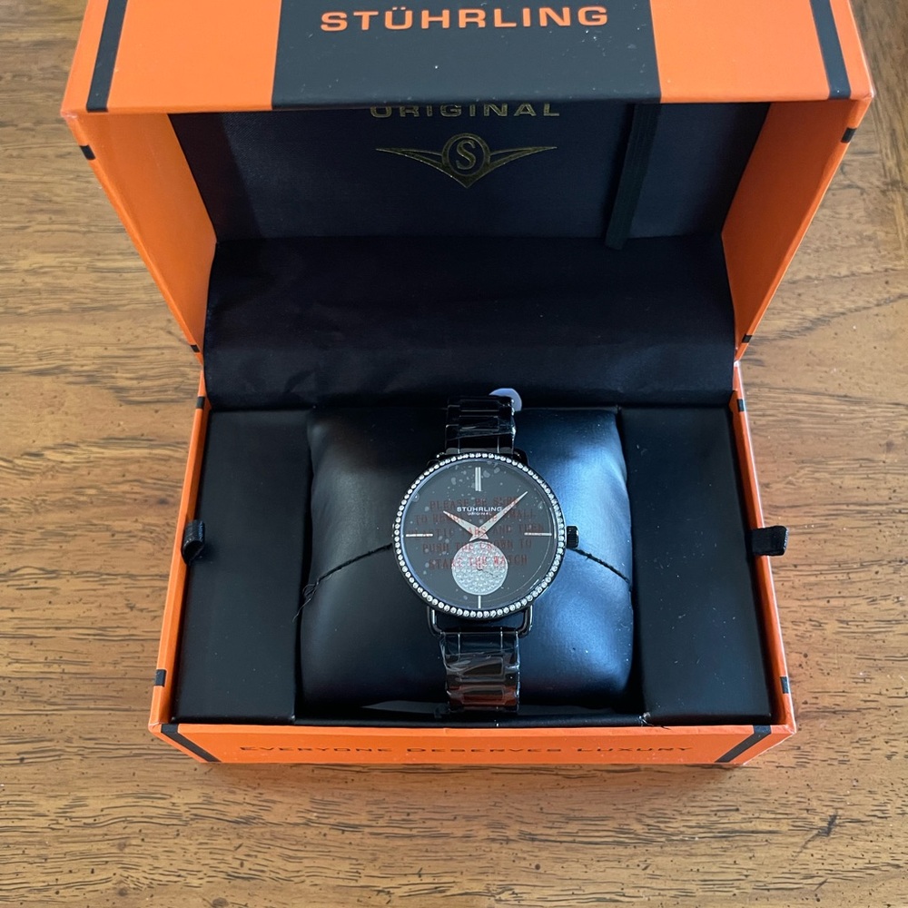 Stuhrling Black Watch with Crystal Accents. NWT